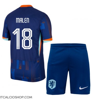 Olanda Donyell Malen #18 Seconda Maglia Bambino Europei 2024 Manica Corta (+ Pantaloni corti)